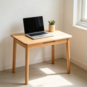 Simple Solid Wood Study Desk with Drawers