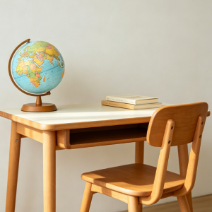 Simple Solid Wood Children's Study Desk with Storage